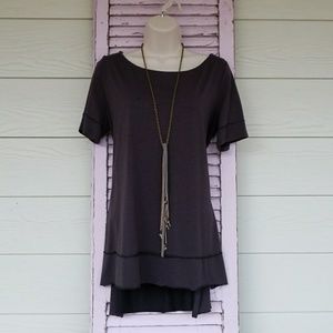 💗 MIRACLE BERRY SS High Low Tunic Top Gray